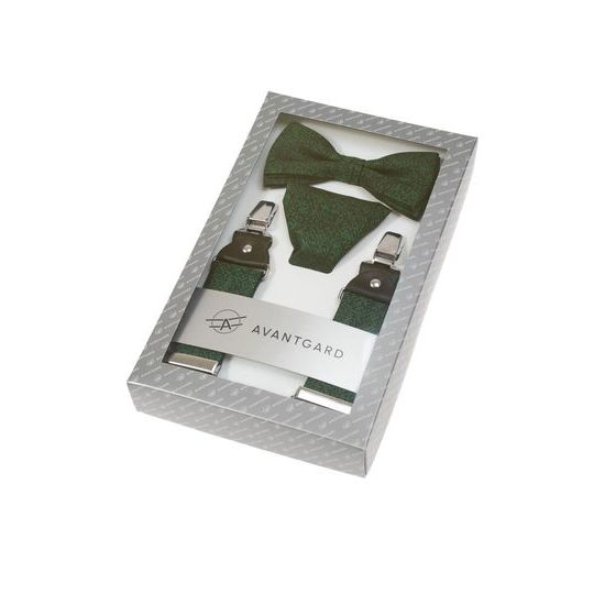 Zöld férfi nadrágtartó szett csokornyakkendővel