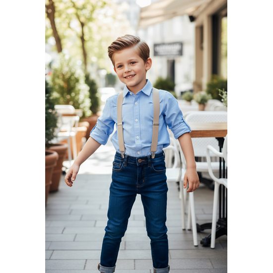 Jungen Hosenträger Y-Form 3-Clip-Halterung, beigefarbe