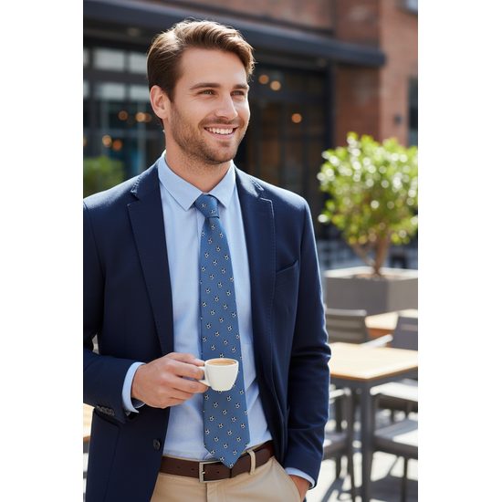 Cravata albastra cu minge de fotbal