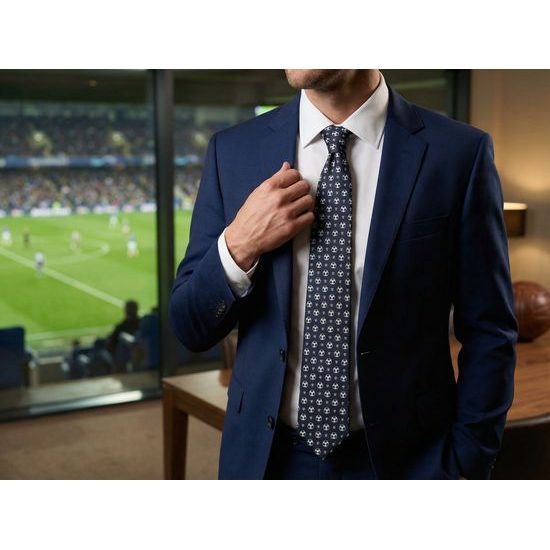 Blaue Krawatte mit Fussball