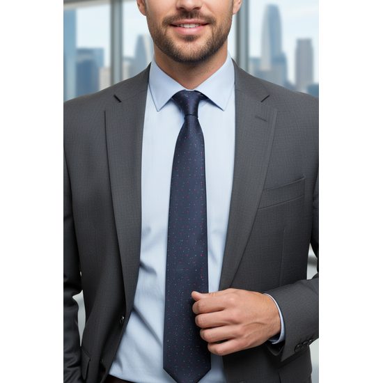 Tmavomodrá kravata s jemným vzorom