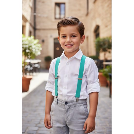 Момчешки ментови тиранти с кожен център