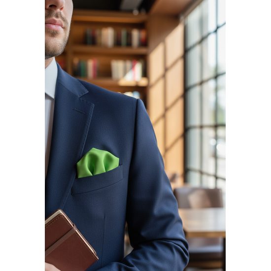 Grasgrünes Einstecktuch aus Polyester