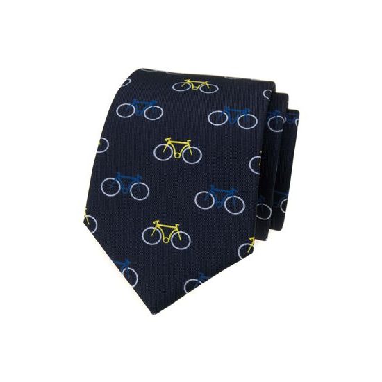 Blaue Krawatte mit buntem Fahrradmuster