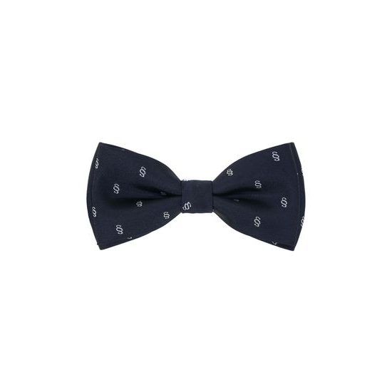 Dunkelblaue Fliege mit juristischem Muster