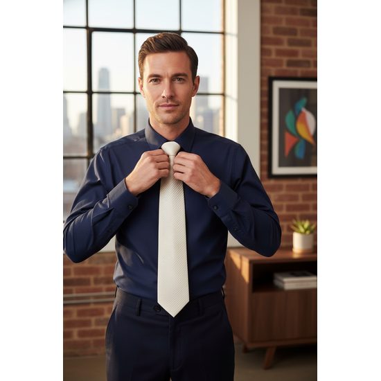 Кремава мъжка вратовръзка с диагонална структура