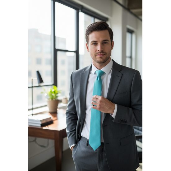 Matne tyrkysová pánska kravata