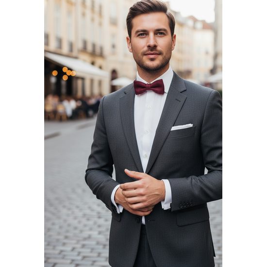 Ленена папийонка в цвят бордо