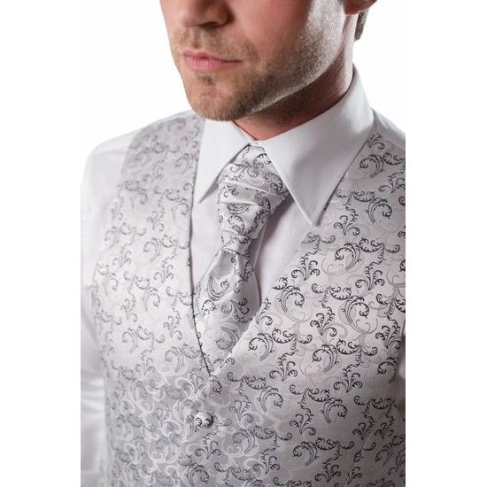 Hochzeitsweste mit Krawatte silber mit Ornamenten