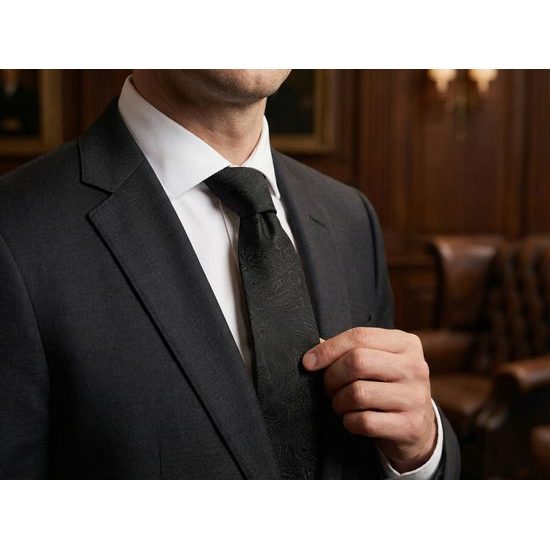Schwarze Herren-Krawatte mit Paisley-Muster