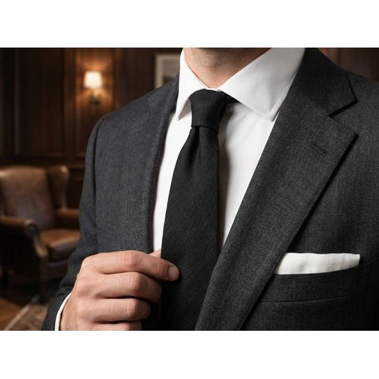 Schwarze Leinenkrawatte