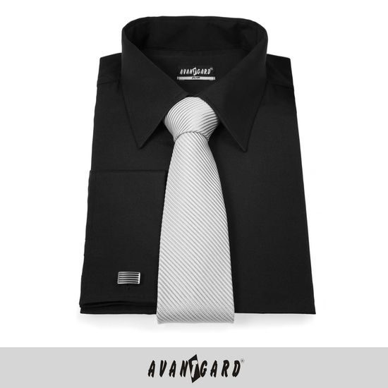 Fekete rejtett gombolású slim fit férfiing