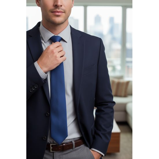 Modrá pánska kravata v matnom prevedení