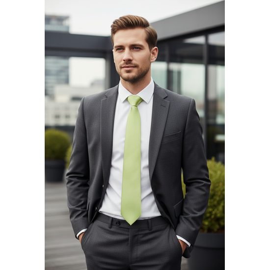 Cravată bărbătească, lime cu luciu