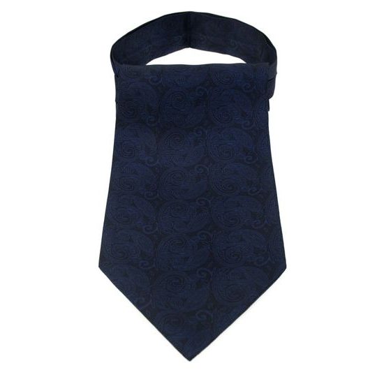 Ascot bleumarin din mătase cu model paisley