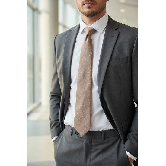 Béžová kravata s puntíky