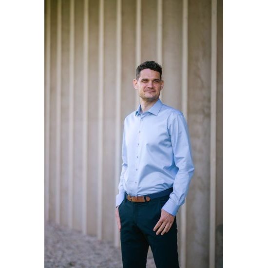 Elastischer Herrengürtel blau mit braunem Leder