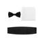 Schwarzes Smoking-Set – Kummerbund, Fliege und Einstecktuch