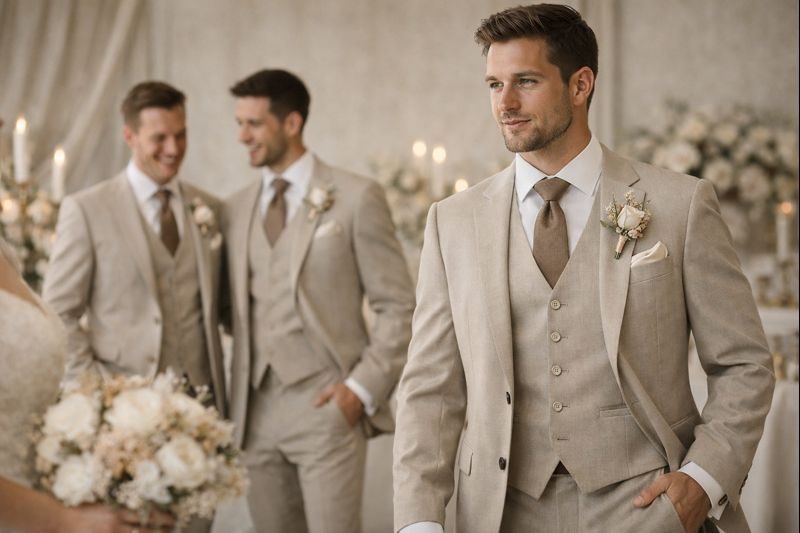 Ženich na svatbě se svými svědky