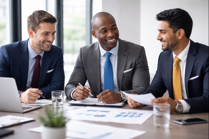 Obchodní jednání pánů v kravatě