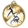 Medalla Clásica de Duatlón con Textura de Impresión 3D en Oro