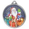 Medalla de Papá Noel con Impresión Texturizada 3D a Color Completo de 2 1/8 - Plata