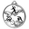 Medalla Clásica de Triatlón con Textura de Impresión 3D en Plata