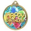 Medalla Dorada de Feliz Cumpleaños con Textura en Color 3D