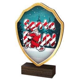 Trofeo Arden de Madera Real con Escudo de Santa Run