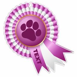 Medalla Roseta de Huella de Perro en Rosa