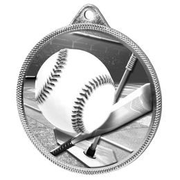 Medalla Clásica de Béisbol Homerun con Textura de Impresión 3D en Plata