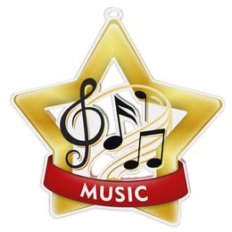 Medalla Mini Estrella de Acrílico Oro Para Música