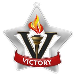 Medalla Mini Estrella de Acrílico Plata para Victoria