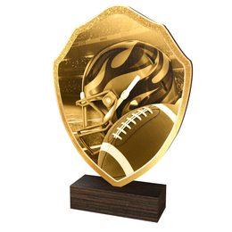 Trofeo Arden de Madera Real con Escudo de Fútbol Americano