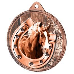 Medalla Clásica de Herradura Ecuestre con Textura Impresa en 3D - Bronce