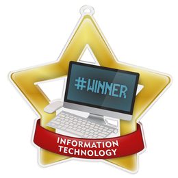 Medalla Mini Estrella de Acrílico Oro para Tecnologías de la Información