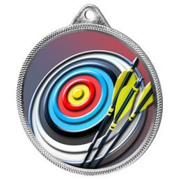 Medalla de Tiro con Arco con Textura de Color 3D en Plata