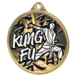 Medalla Clásica de Kung Fu con Textura 3D en Oro