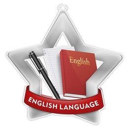 Medalla Mini Estrella de Acrílico Plata para Lengua Inglesa