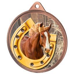 Medalla de Herradura Ecuestre con Textura de Color Bronce 3D
