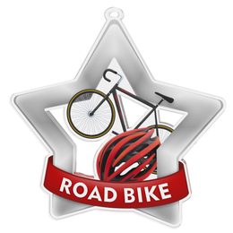 Medalla Mini Estrella de Acrílico Plata para Ciclismo