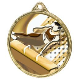 Medalla Clásica de Gimnasia con Textura Impresa en 3D - Oro