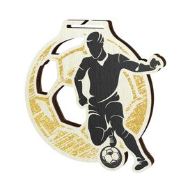 Medalla Acacia de Madera Ecológica para Fútbol Varonil - Oro