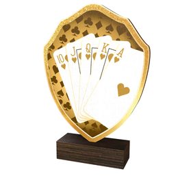 Trofeo Arden de Madera Real con Escudo de Cartas Clásico