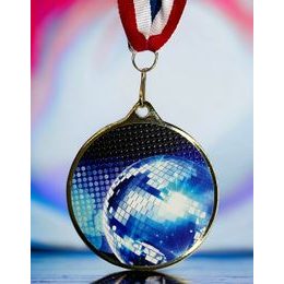 Medalla Barnet con Textura e Impresión 3D MaxMedal de Glitterball Azul