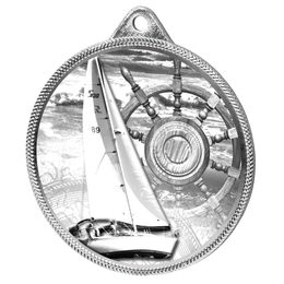 Medalla Clásica de Vela con Textura 3D en Plata