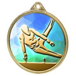 Silueta de Gimnasta con Textura de Color Impresión 3D Medalla de Oro