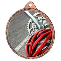 Medalla de Ciclismo con Textura de Color 3D en Bronce