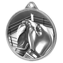 Medalla Clásica de Boxeo con Textura 3D en Plata