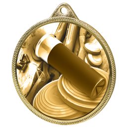 Medalla Clásica de Tiro de Paloma de Arcilla con Textura 3D en Oro